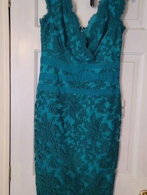 Teal Lace Sheath Dress - Women Sz 4